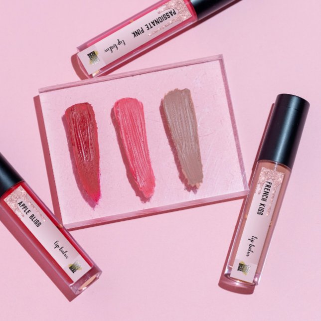 Etiquetas Lip Balm Com Rosa De Logotipo - Unidade Glitter Do (Criador carregado)