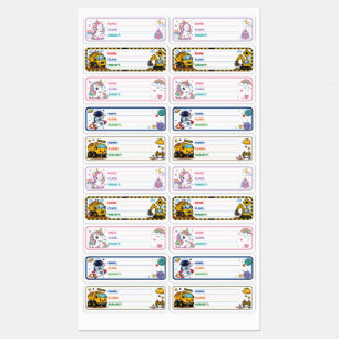 Etiquetas Livro com Nome Personalizado e Personagens Fofos