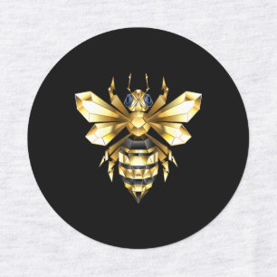 Etiquetas Logotipo Faux Gold Foil Polygonal da Abelha em Pre