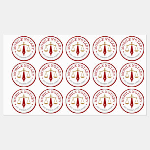 Etiquetas Logotipo Moderno de Notário Móvel Carimbo Vermelho