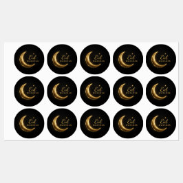 Etiquetas Luxury Black & Gold Eid Mubarak Stickers– Elegant