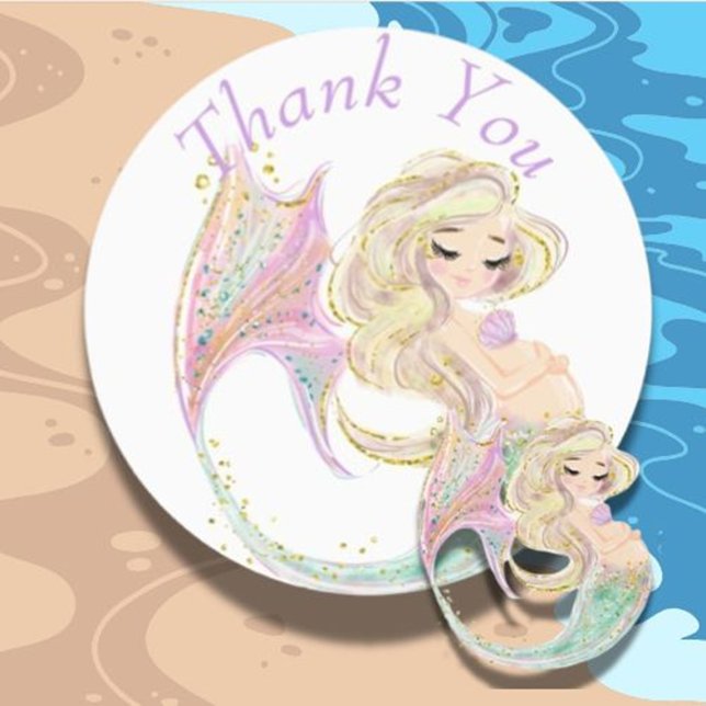 Etiquetas Mãe Chá de fraldas Sereia (Celebrate your mermaid-themed baby shower with charming mother-to-be labels)