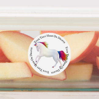 Etiquetas Magical Illustrated Girl Rainbow Unicorn