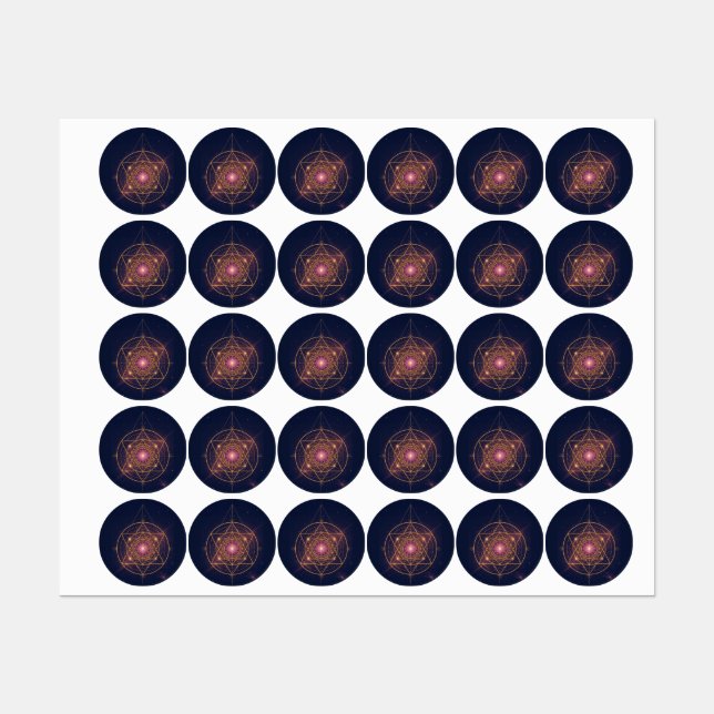 Etiquetas Mandala Luminoso da Harmonia Dourada (Folha)