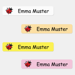 Etiquetas Marienkäfer - gelb rosa weiß - 96 schmale Kinder