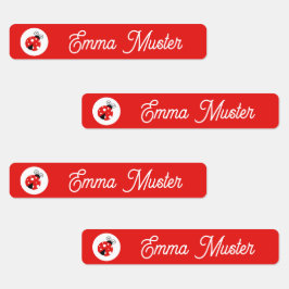 Etiquetas Marienkäfer - rot - 96 schmale Kinder
