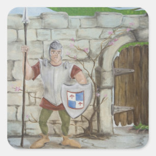 Etiquetas medievais do cavaleiro e do dragão