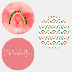 Etiquetas Melon Heart Watermelon Birthday Sticker