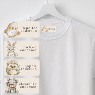 Etiquetas Menina Fofa Boho Floral Animais Nome Impermeável