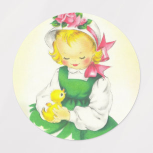 Etiquetas Menina Vintage Retro Fofo