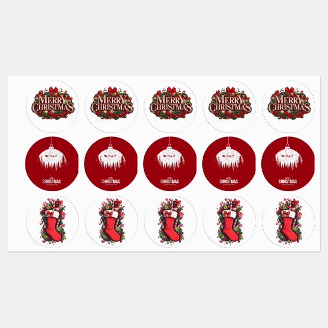 Etiquetas Merry Christmas Holiday Stickers (Folha)