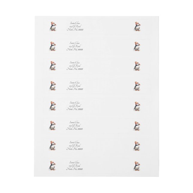 Etiquetas Merry Puffin, personalizado (Folha)