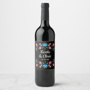 Etiquetas mexicanas florais do vinho do casamento