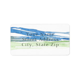 Etiquetas minimalistas Abstrato Watercolor Colinas