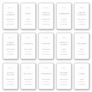 Etiquetas Mínimas de Jar de Especiarias