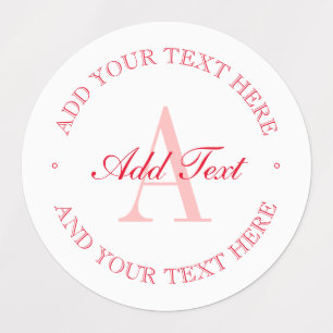 Etiquetas Mínimo Elegante Branco e Monograma Vermelho à Prov