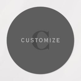 Etiquetas Modelo Monograma Editável Cinza