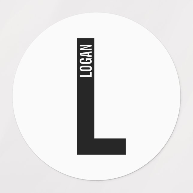 Etiquetas Modern Personalized Bold Monogram and Name Labels (Design 1)