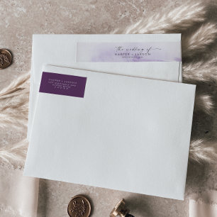 Etiquetas Modern Watercolor Casamento Roxo