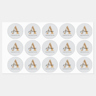 Etiquetas Moderno Monograma Inicial A & Name Personalizado