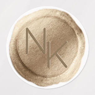 Etiquetas Monograma amarelo do casamento da inicial do selo