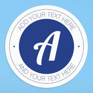 Etiquetas Monograma branco e azul ou Adicionar logotipo à p