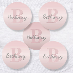 Etiquetas Monograma cor-de-rosa customizável bonito & seu