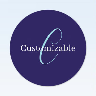 Etiquetas Monograma Cursivo Editável Purplish Blue