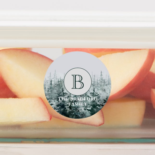 Etiquetas Monograma da Floresta Russa em Cozinha (Afixado)