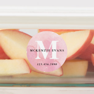 Etiquetas Monograma de Aquarela Rosa