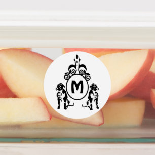 Etiquetas Monograma de Cães de Duas Guardas