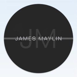 Etiquetas Monograma de Cinzas Escuras, Nome e Faixa Geométri