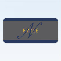 Monograma de Script Elegante Marinho Escuro Cinza 