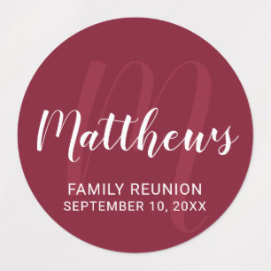 Etiquetas Monograma de Script Moderno Personalizado e Nome d