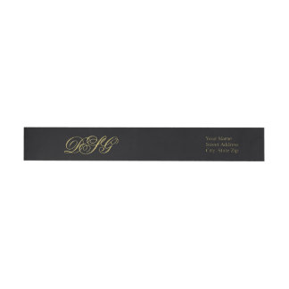 Etiquetas Monograma Dourado e preto elegante