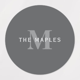 Etiquetas Monograma e Nome da Cinza Escura Moderna Na moda