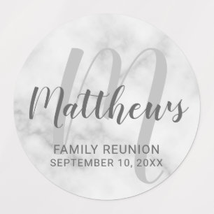 Etiquetas Monograma e Nome da Família de Script Moderno Per