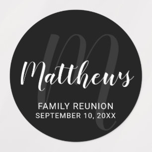 Etiquetas Monograma e Nome da Família de Script Moderno Pers