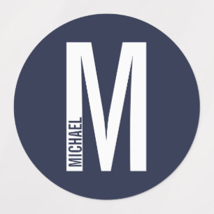 Etiquetas Monograma e Nome de Negrito Personalizado Moderno