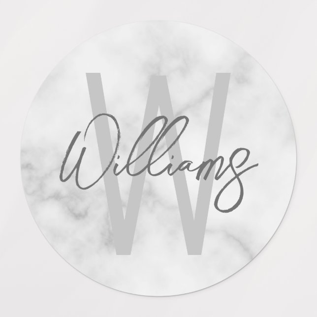 Etiquetas Monograma e Nome Personalizados de Script de Ângul (Design 1)