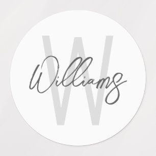 Etiquetas Monograma e Nome Personalizados de Script Moderno