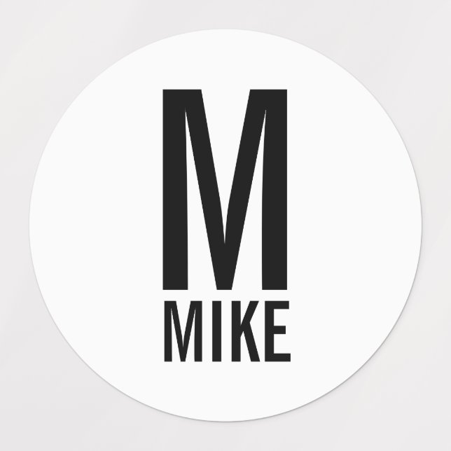 Etiquetas Monograma e Nome Personalizados Modernos (Design 1)