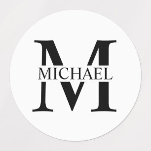 Etiquetas Monograma Personalizado Branco e Nome