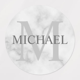 Etiquetas Monograma Personalizado de Ângulo Branco e Etique