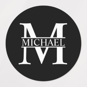 Etiquetas Monograma Personalizado Preto e Branco e Laboratór