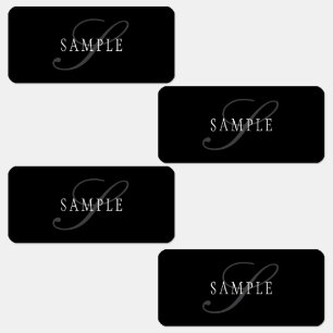 Etiquetas Monograma Personalizável Elegante Preto Cinza Br