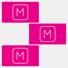 Etiquetas Monograma Simples e Moderno Inicial | Rosa e Branc