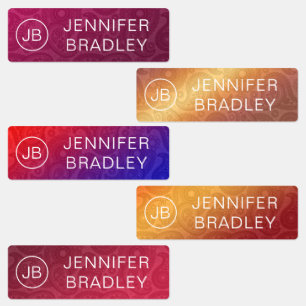 Etiquetas Monogramas Nome Luxury Dourado Paisley Padrão