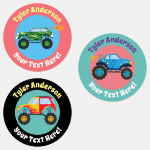 Etiquetas Monster Trucks 2, DIY Name & Message Labels