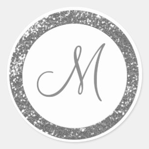 Etiquetas na moda do monograma do brilho: Cinzas
